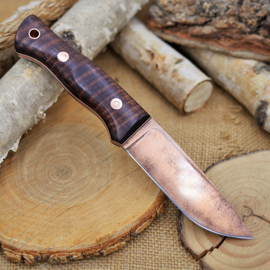 Huntsman: Copper Finish O1, Dark Brown Curly Maple, Cinnamon & White Liners