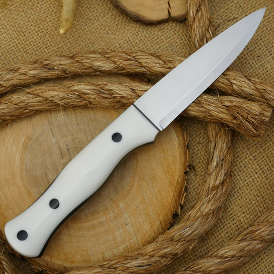 CPM 154 Mountaineer: Glacier White Corian & Black Canvas - Adventure Sworn Bushcraft Co.