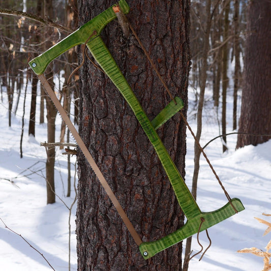 Custom Bucksaw: Spring Green Curly Maple - Adventure Sworn Bushcraft Co.