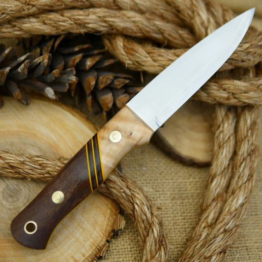 Classic: Walnut, Curly Maple Bolster & Leather Spacer - Adventure Sworn Bushcraft Co.