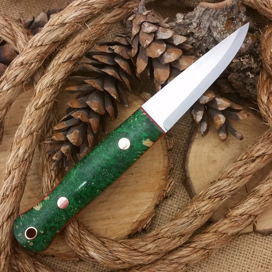 Woodcrafter: Green Box Elder Burl & Red Linen - Adventure Sworn Bushcraft Co.